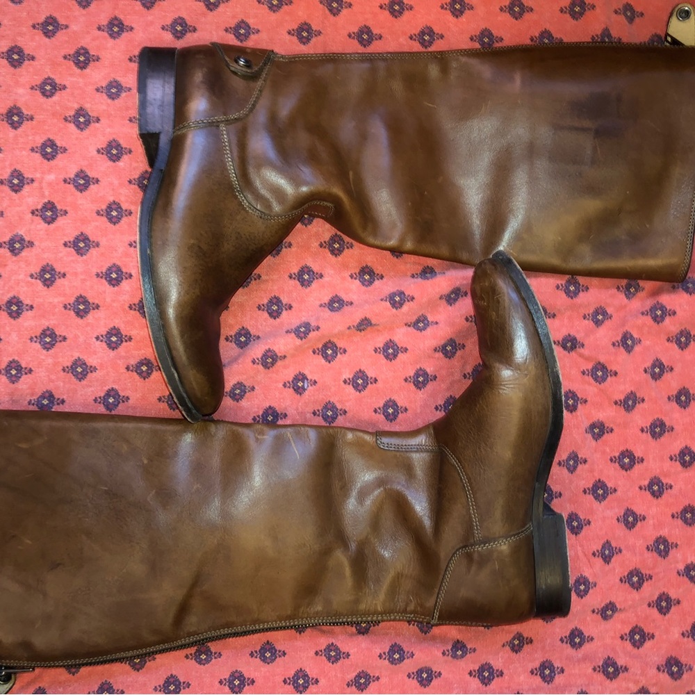 Handmade Brown Leather Frye Boots, on the newer side and not quite broken in